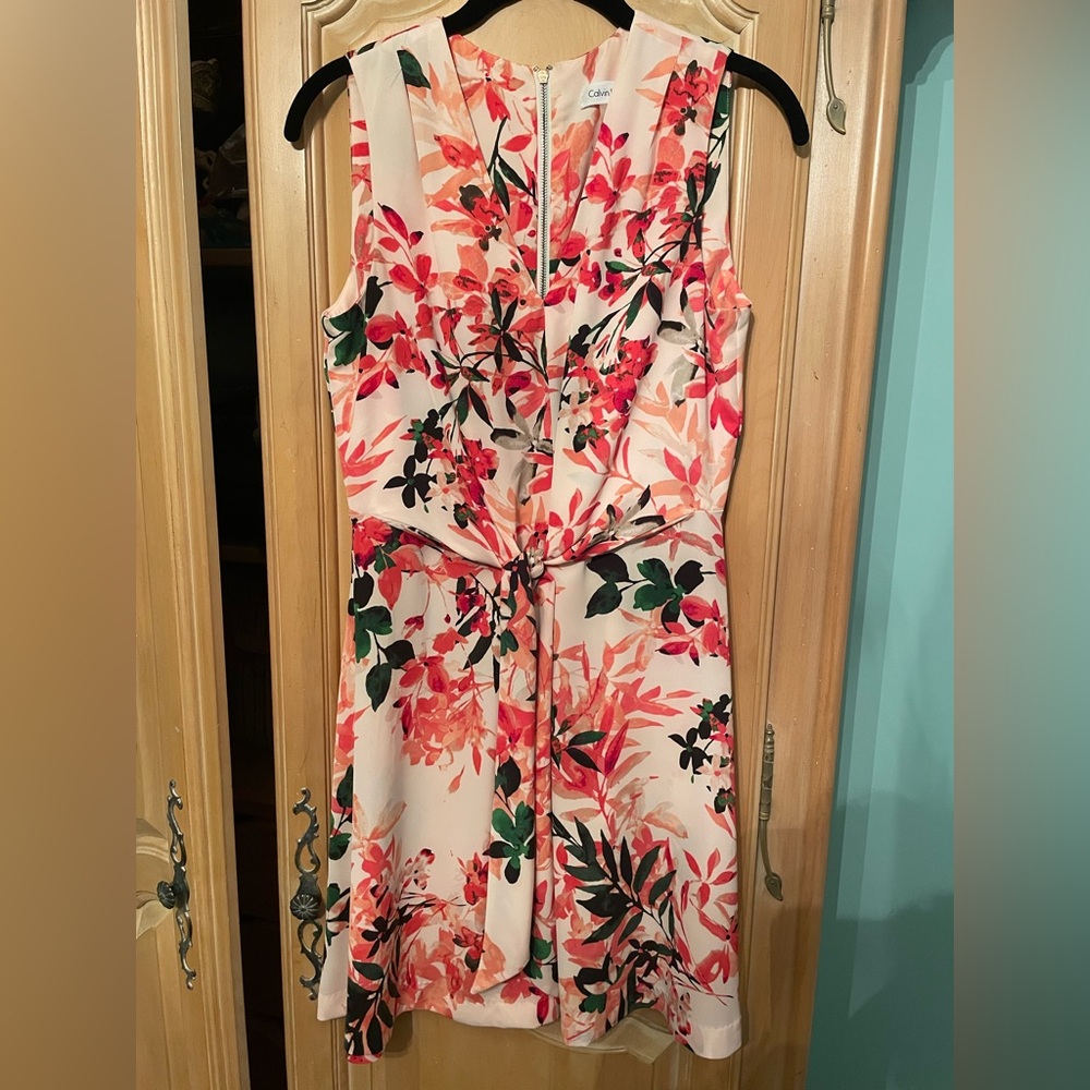 Calvin Klein Pink and Black Sleeveless Midi Sundress